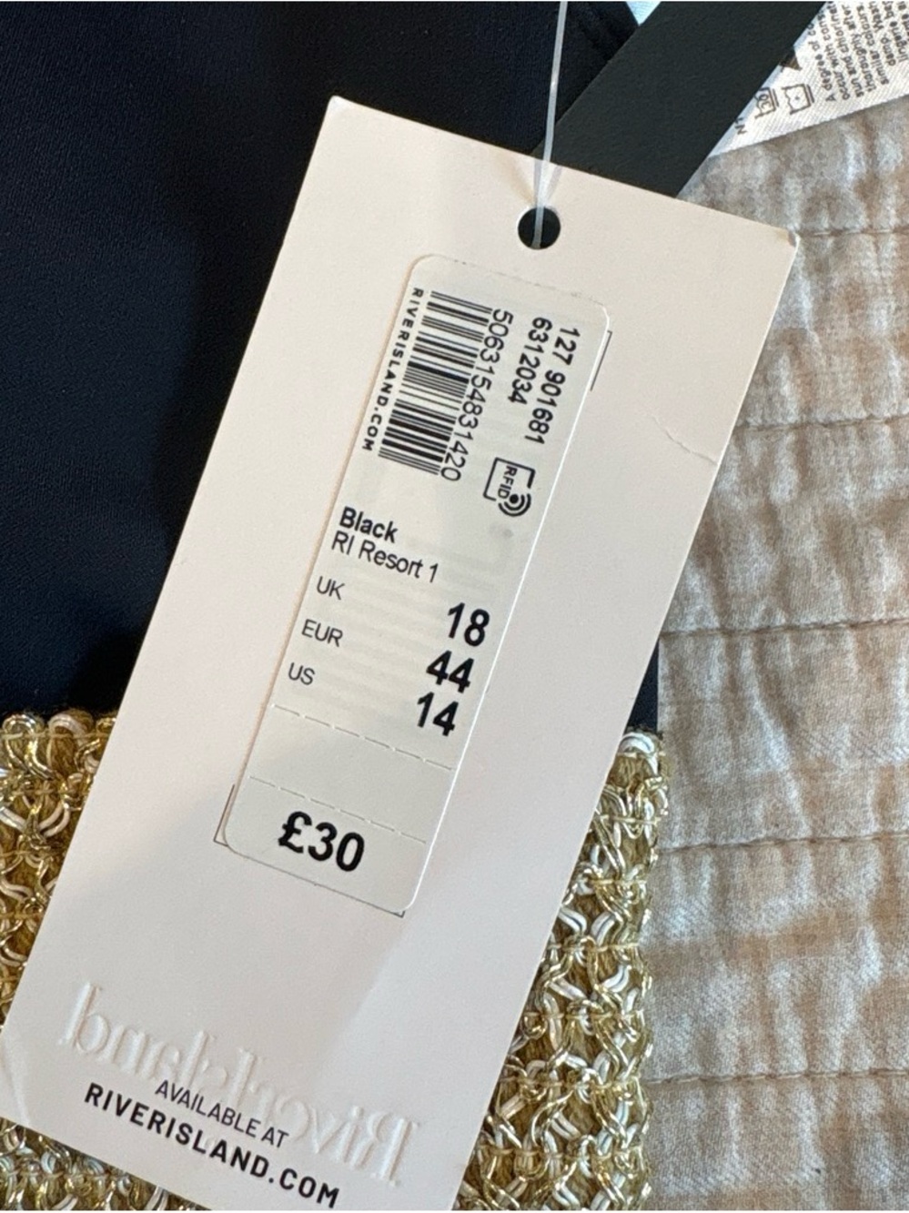 River Island Black and Gold Two-Piece Swim Set NWT - Picture 3 of 5